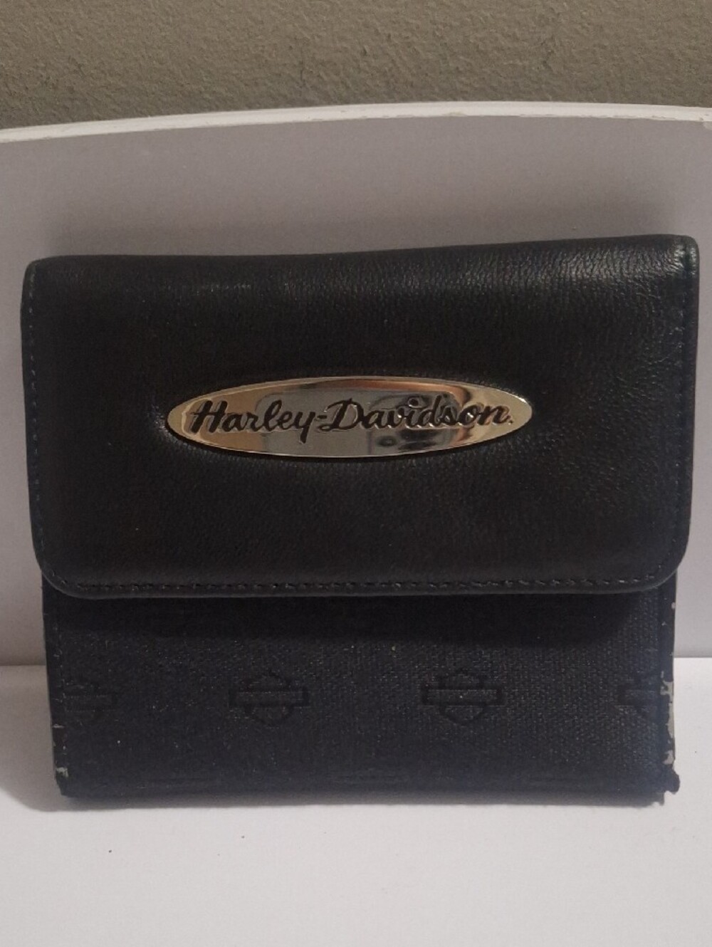 Harley-Davidson Black Bifold Wallet with Metal Logo